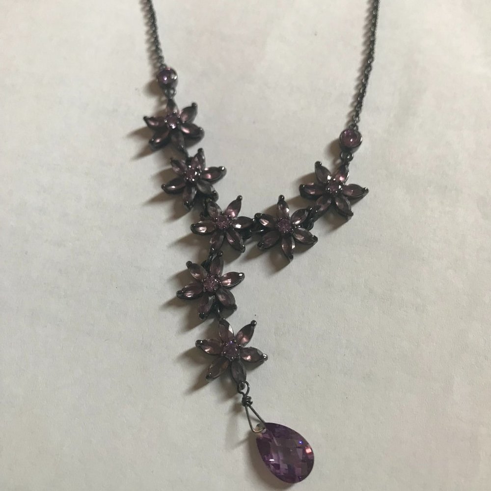 Women's Macy's Y necklace with purple stones